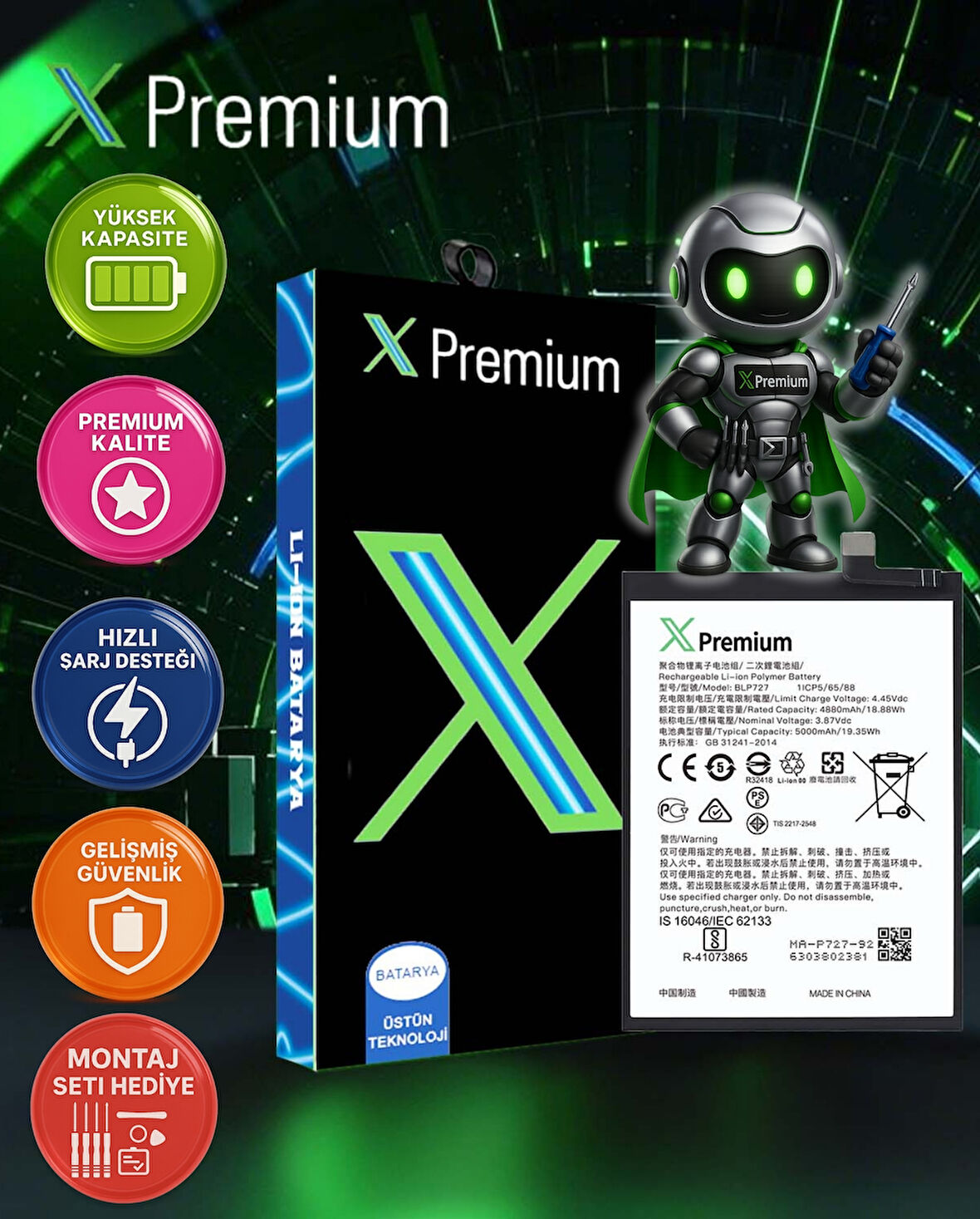 Xpremium Oppo A5 2020 / A9 2020 / A11 / A11X BLP727 Batarya Pil – Süper Yüksek Kalite 5000 mAh