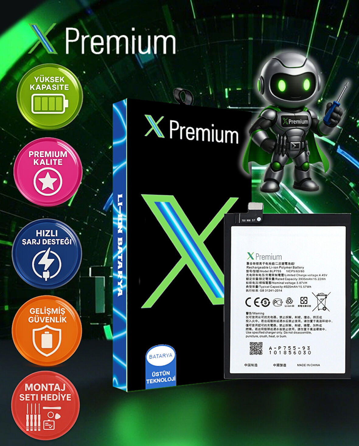 ​Xpremium  Oppo Reno 3 / Reno 3 Pro Batarya Pil – Süper Yüksek Kalite 4000 mAh | BLP755