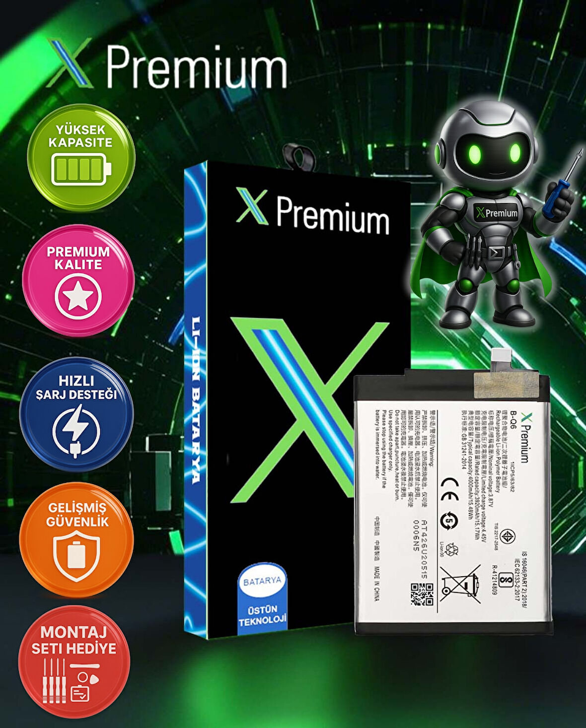 Xpremium Vivo V21e Batarya Pil – Süper Yüksek Kalite 4000 mAh | B-Q6