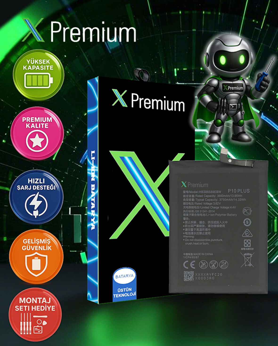 Xpremium Huawei Mate 20 Lite / Honor Play / Nova 3 / Nova 4 / P10 Plus Batarya Pil Süper Yüksek Kalite HB386589ECW