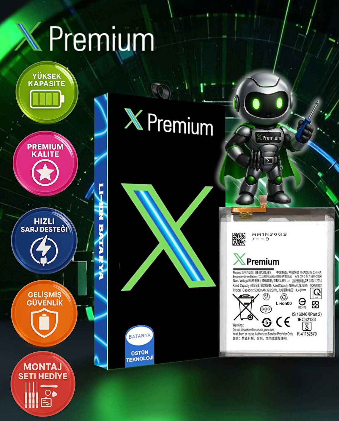Xpremium General Mobile GM 9 GO Batarya Pil Süper Yüksek Kalite 3500 mAh
