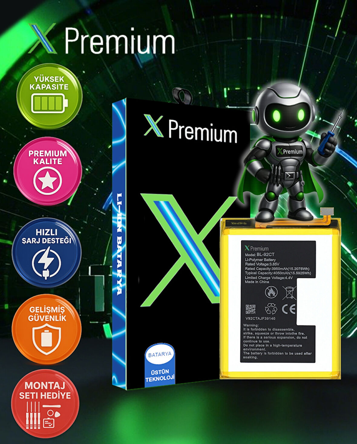 Xpremium General Mobile GM 20 Pro Batarya Pil Süper Yüksek Kalite 3950 mAh