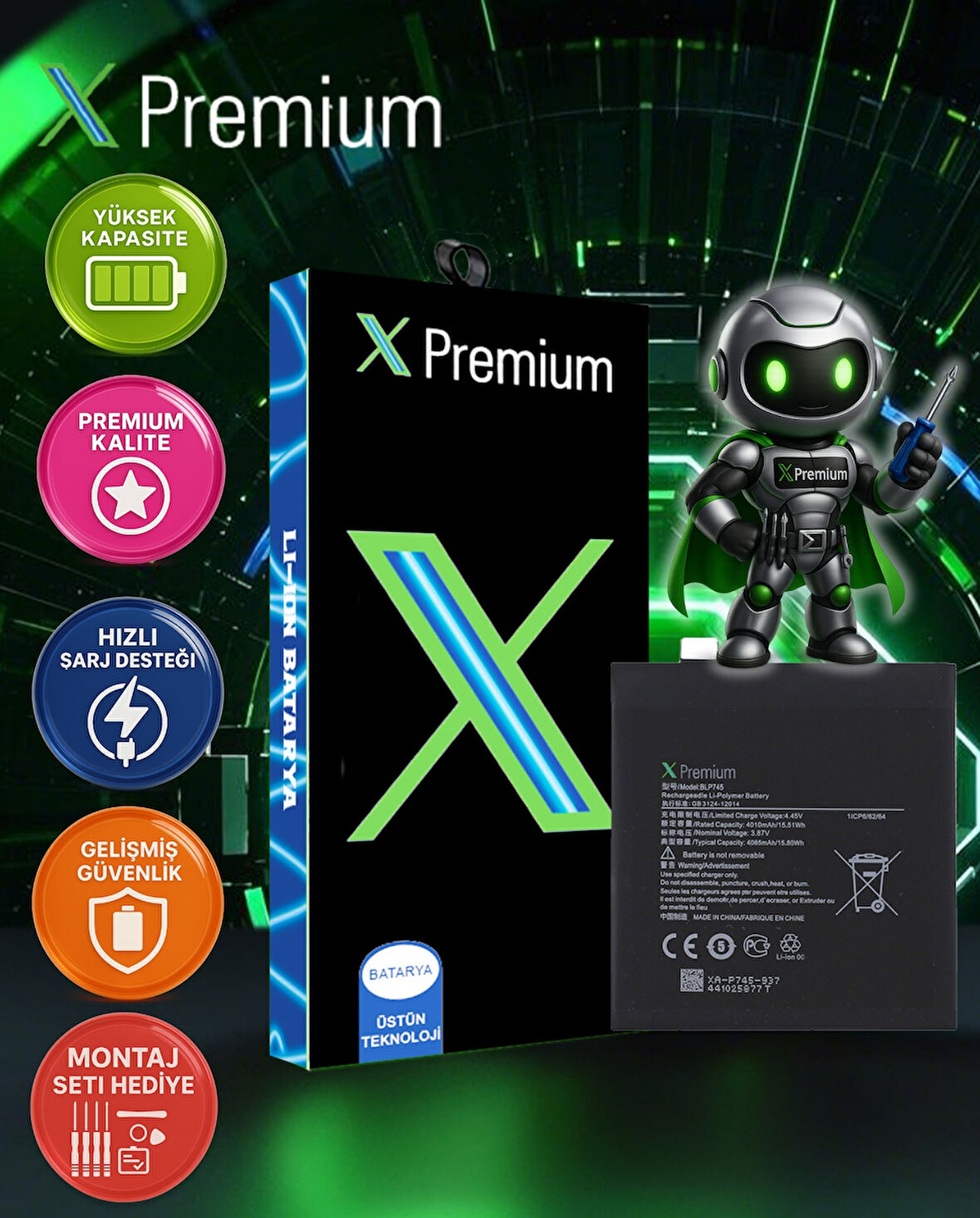Xpremium OnePlus 7T Batarya Pil Süper Yüksek Kalite BLP745