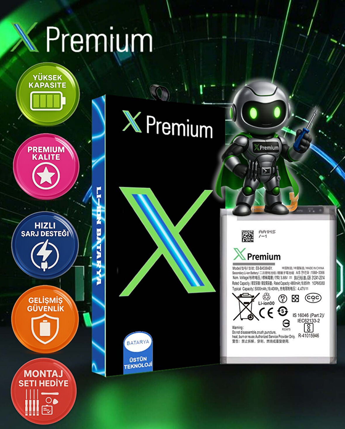 ​​Xpremium Samsung A53 (A536) Batarya Pil Süper Yüksek Kalite 5000 mAh