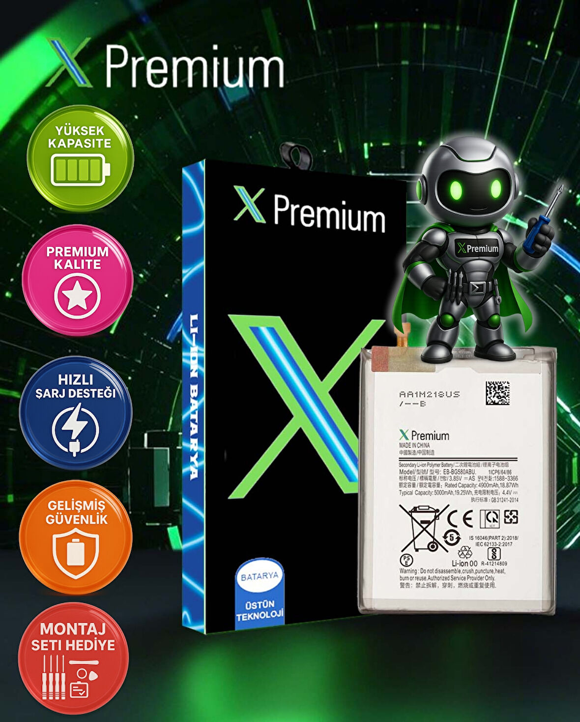 Xpremium Samsung A5 2015 A500 Batarya Pil Süper Yüksek Kalite 2300 mAh