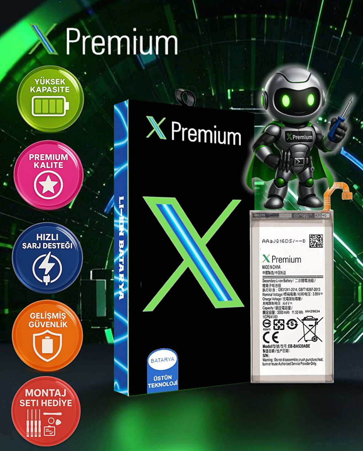 Xpremium Samsung A8 2016 SM-A810 Batarya Pil Süper Yüksek Kalite 3050 mAh