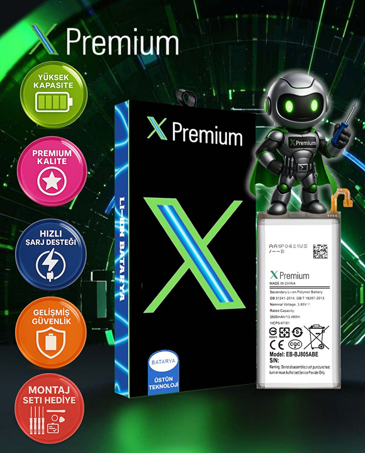 Xpremium Samsung M10 SM-M105 Batarya Pil Süper Yüksek Kalite 3300 mAh