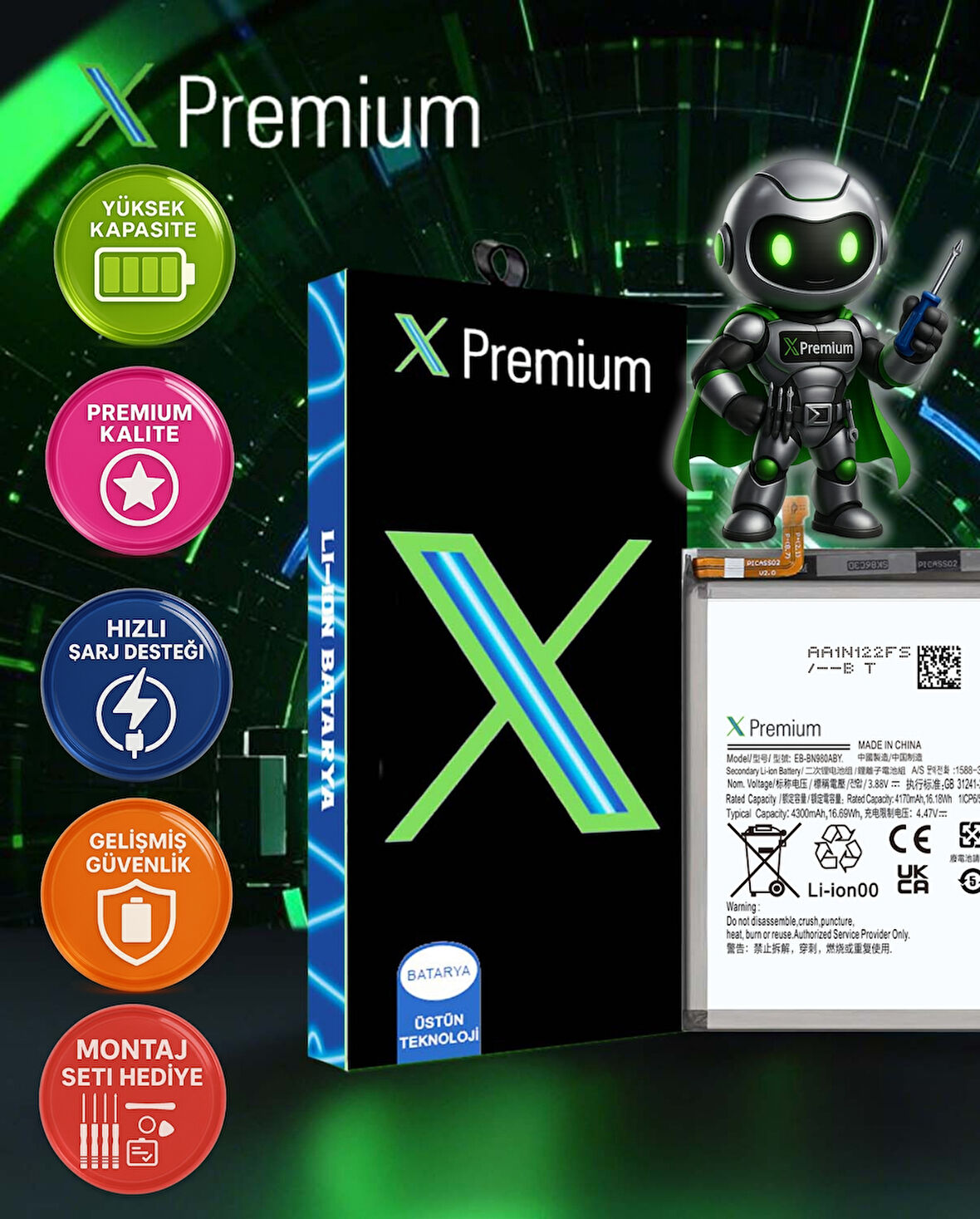Xpremium Samsung Note 20 SM-N980 Batarya Pil Süper Yüksek Kalite 4300 mAh
