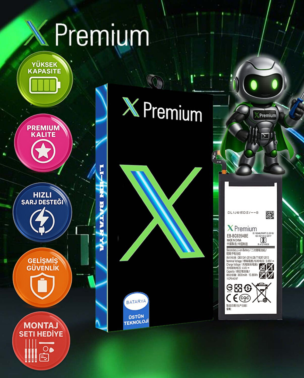 Xpremium Samsung S8 Plus SM-G955 Batarya Pil Süper Yüksek Kalite 3500 mAh