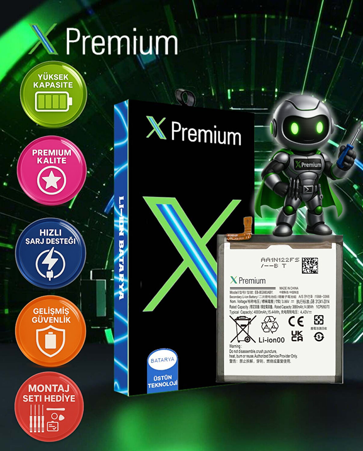 Xpremium Samsung S20 SM-G980 Batarya Pil Süper Yüksek Kalite 4000 mAh
