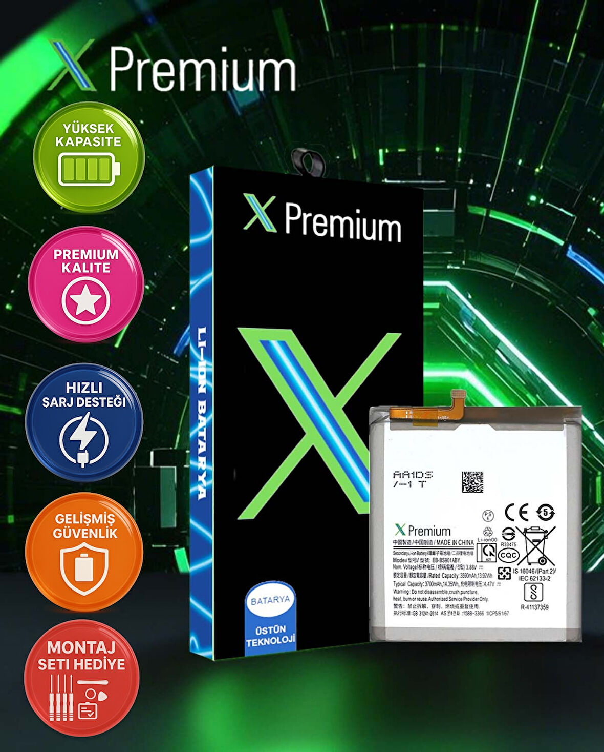 Xpremium Samsung S22 Batarya Pil Süper Yüksek Kalite 3700 mAh