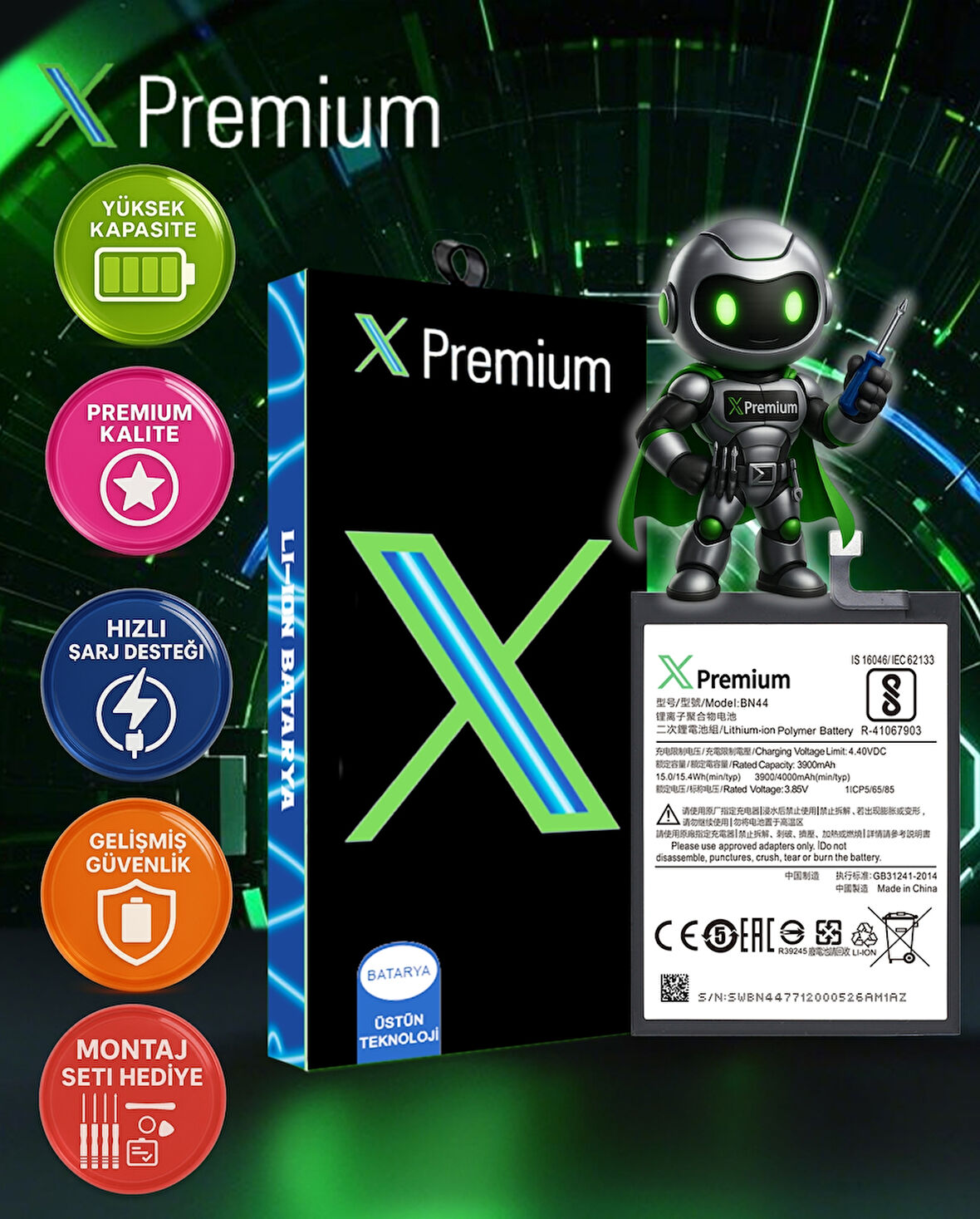 Xpremium Xiaomi Redmi 5 Plus BN44 Batarya Pil Süper Yüksek Kalite 3900 mAh