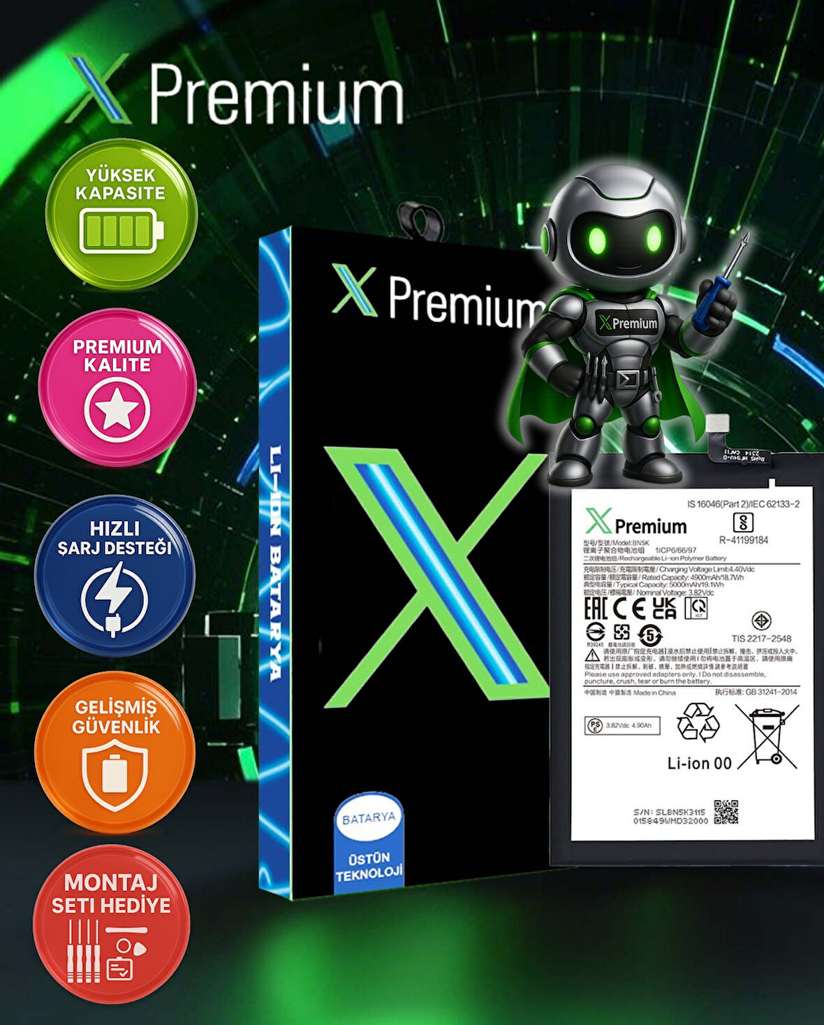 Xpremium Xiaomi Redmi 12C BN5K Batarya Pil Süper Yüksek Kalite 5000 mAh