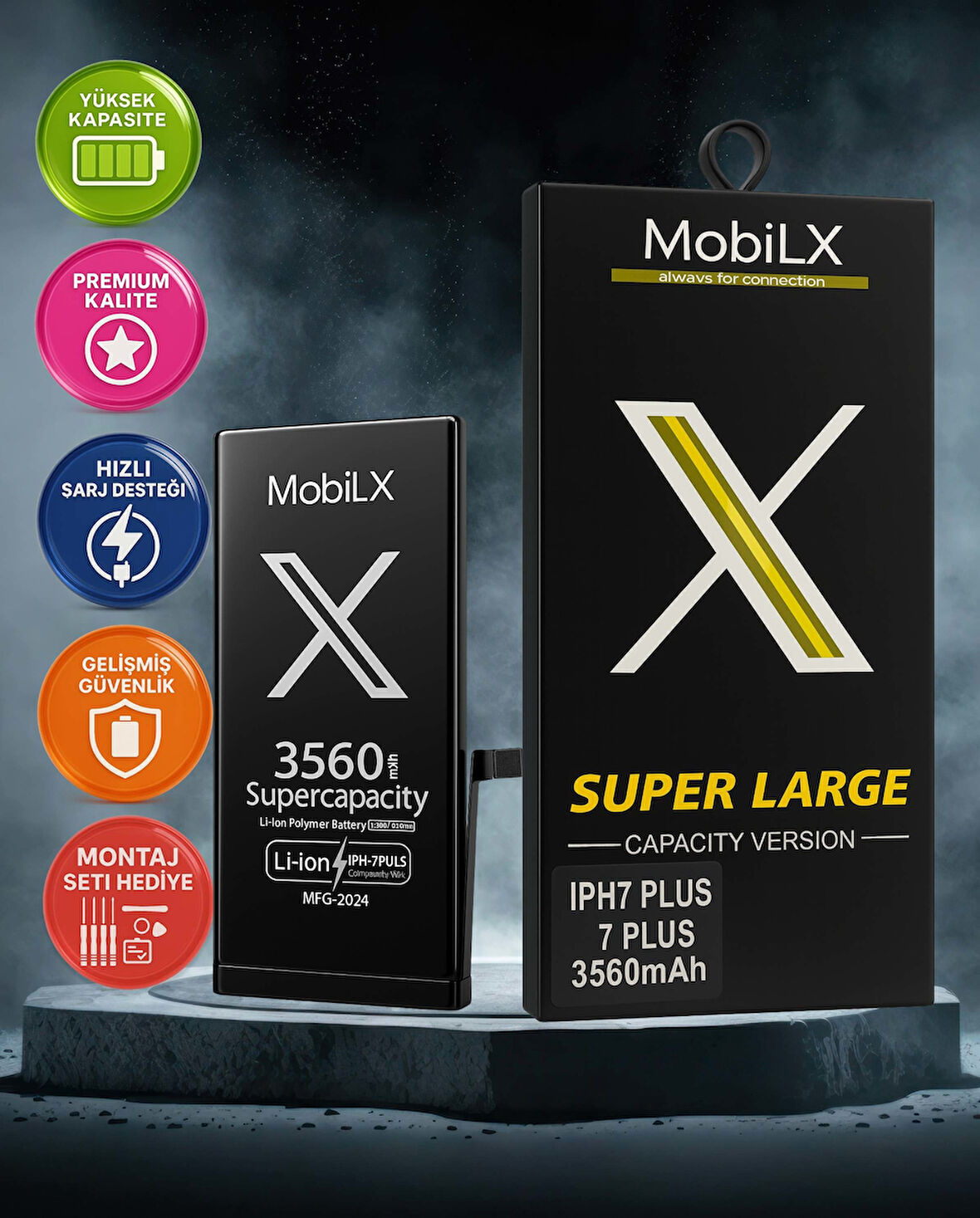 MobilX iPhone 7 Plus Batarya Pil Süper Yüksek Kapasiteli Güçlendirilmiş 3560 mAh