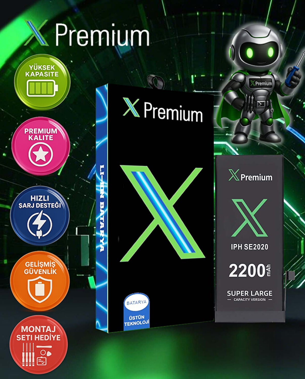 İPhone Se 2020 2. Nesil Batarya Pil Süper Yüksek Kapasiteli Güçlendirilmiş 2200 mAh Xpremium