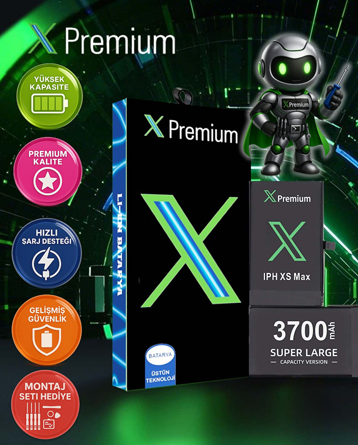 Xpremium iPhone XR Batarya Pil Süper Yüksek Kapasiteli Güçlendirilmiş 3590 mAh