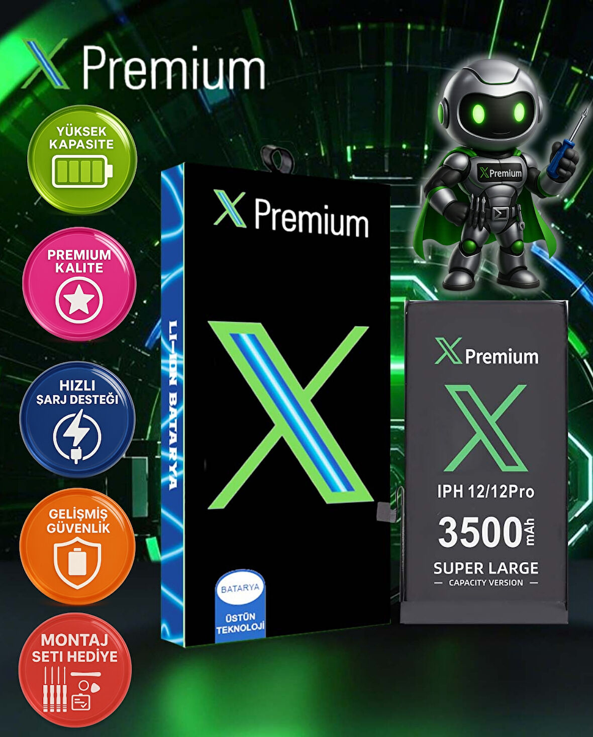 Xpremium iPhone 12 / 12 Pro Batarya Pil Süper Yüksek Kapasiteli Güçlendirilmiş 3500 mAh