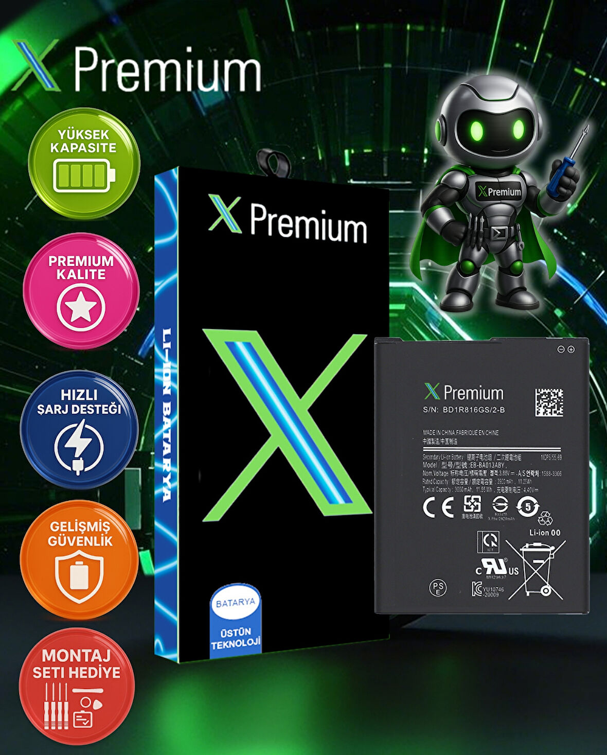 Xpremium Samsung A01 Core SM-A013 Batarya Pil Süper Yüksek Kalite 3000 mAh