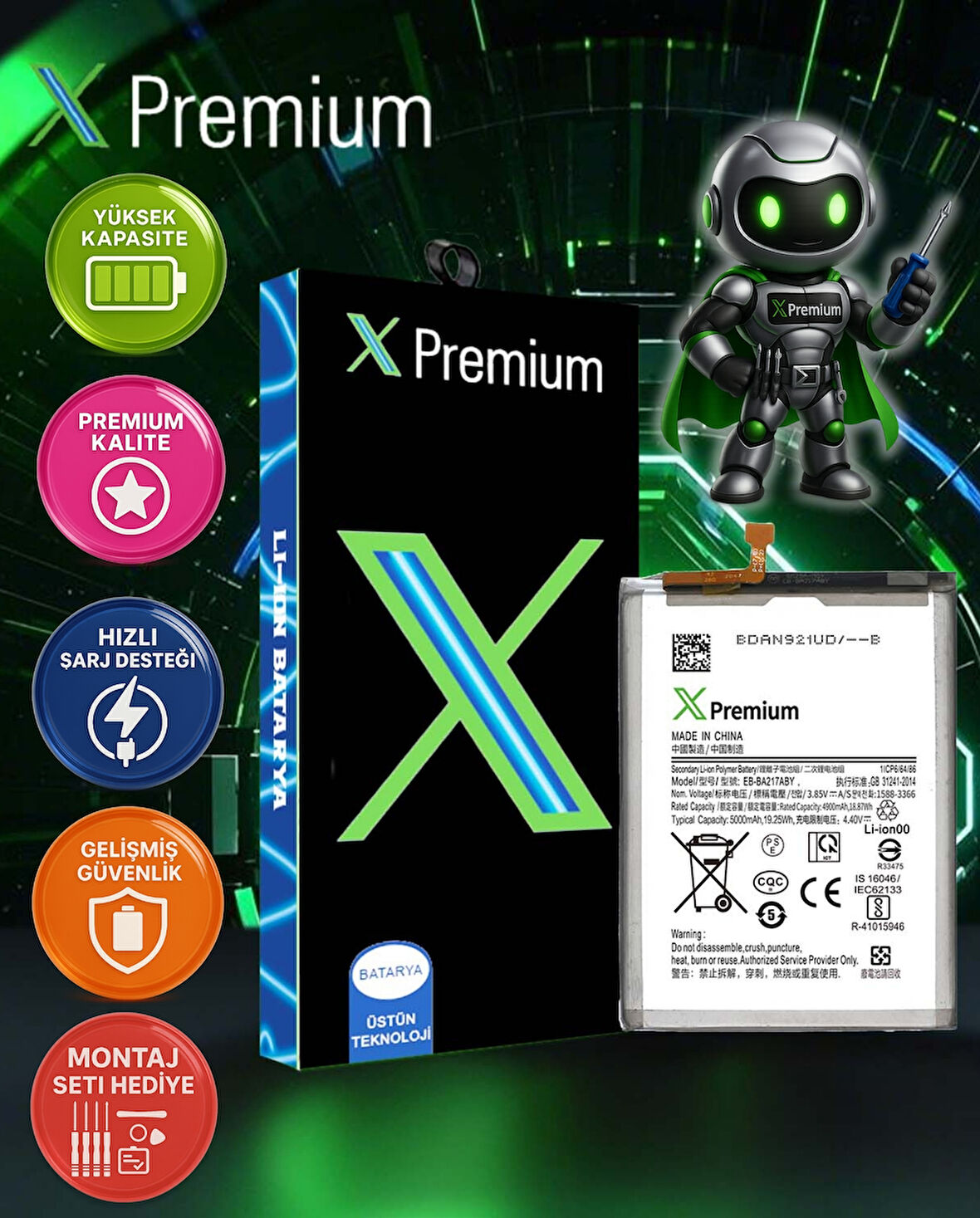 Xpremium Samsung A02 SM-A022 Batarya Pil Süper Yüksek Kalite 5000 mAh