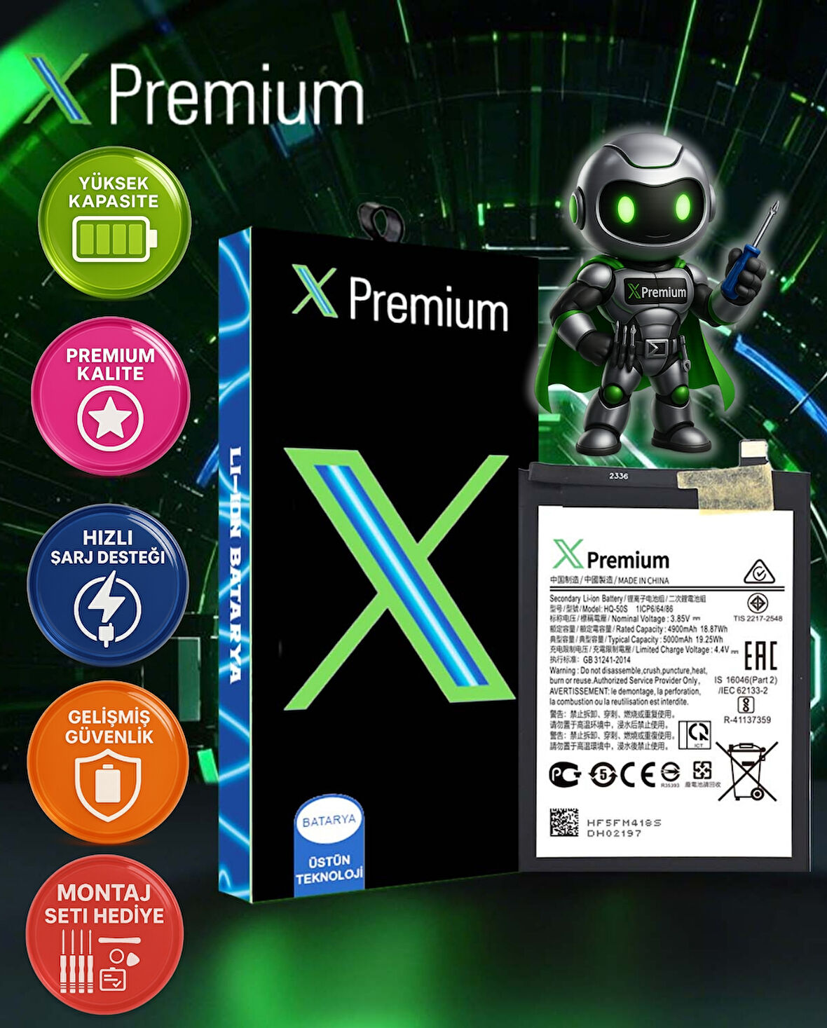Xpremium Samsung A02s / A03 / A03s Uyumlu Batarya Pil Süper Yüksek Kalite 5000 mAh