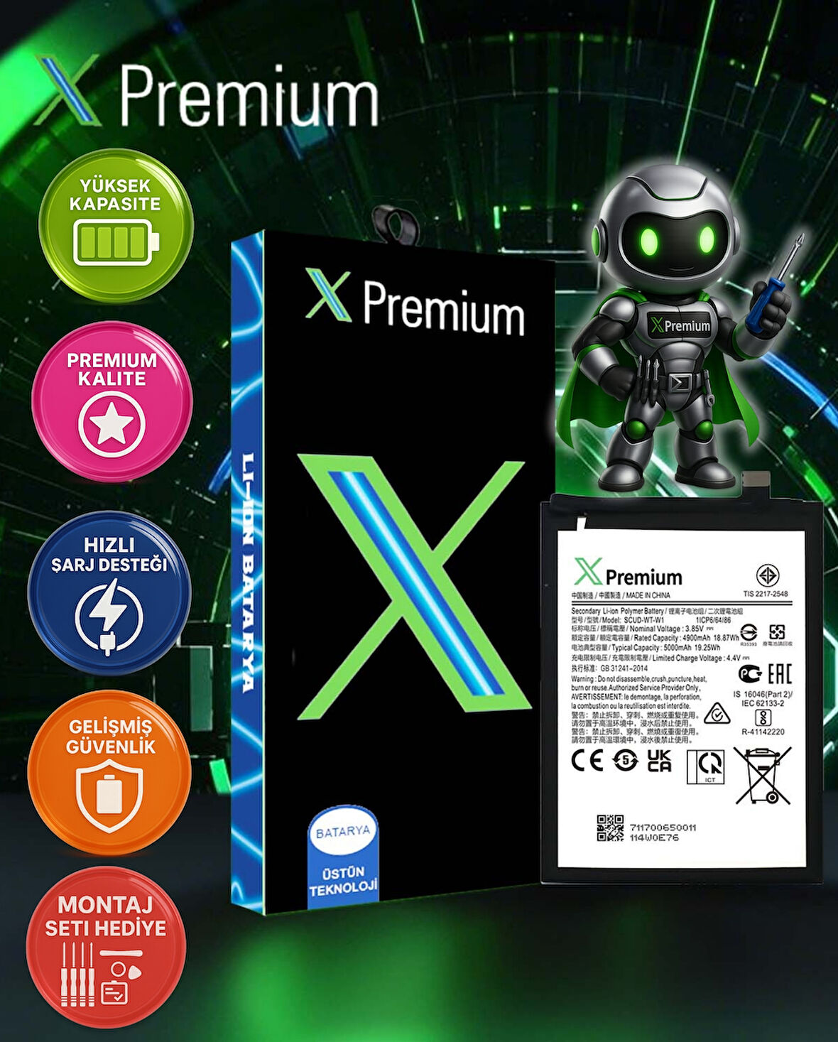 Xpremium Samsung A04 SM-A045 Batarya Pil Süper Yüksek Kalite 5000 mAh