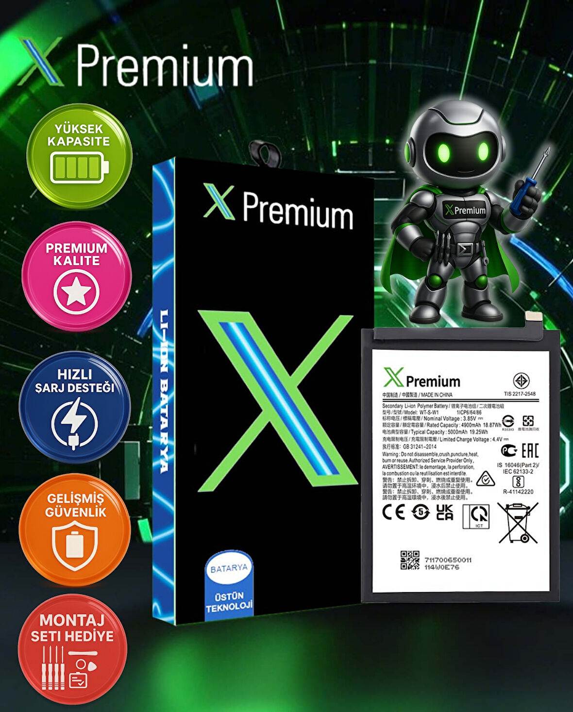 Xpremium Samsung A04e SM-A042 Batarya Pil Süper Yüksek Kalite 5000 mAh