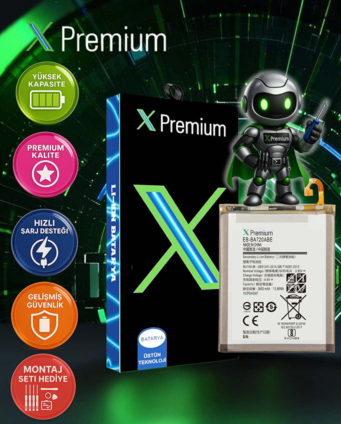Xpremium Samsung A10 SM-A105 Batarya Pil Süper Yüksek Kalite 3300 mAh