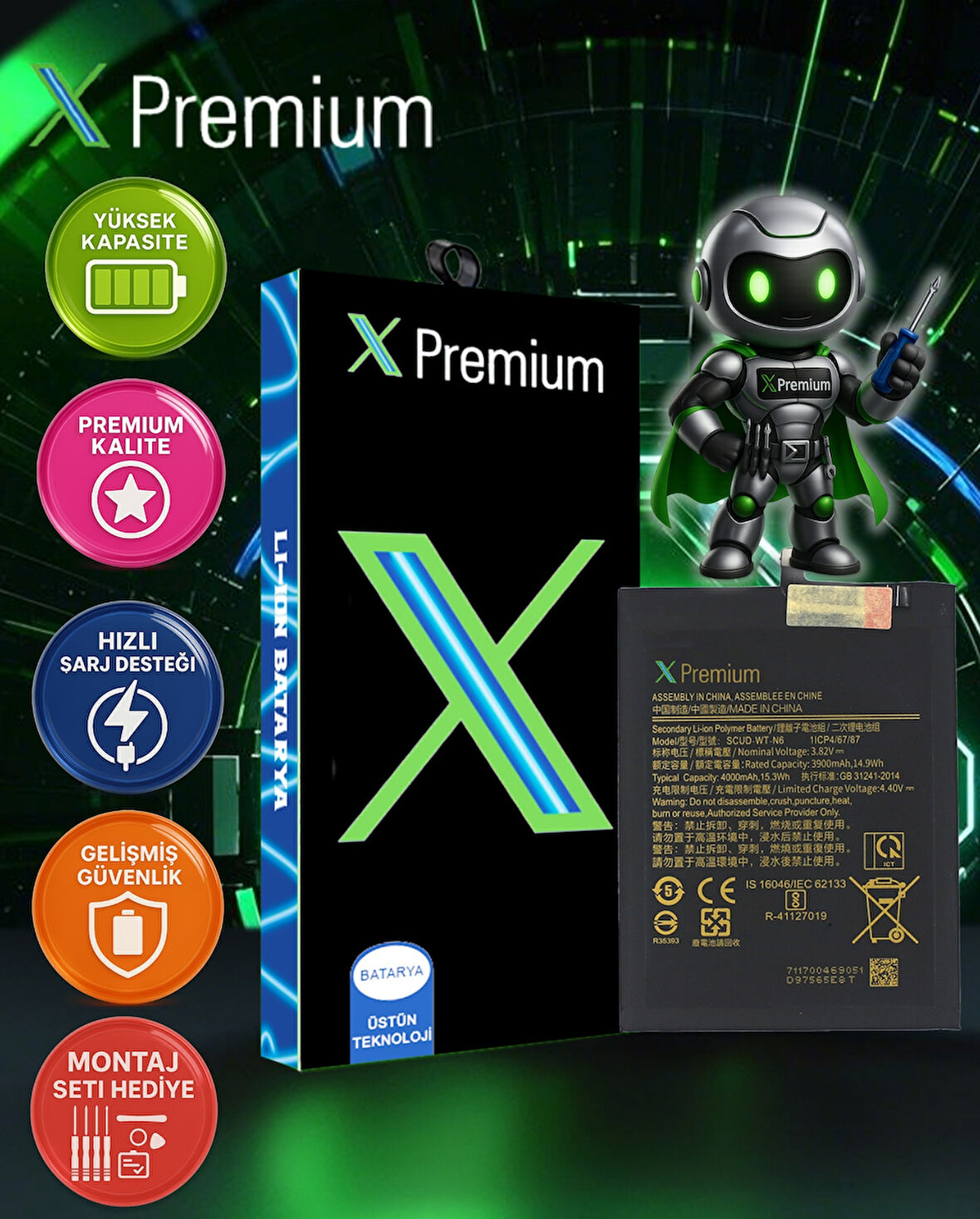 Xpremium Samsung A10s SM-A107 Batarya Pil Süper Yüksek Kalite 4000 mAh