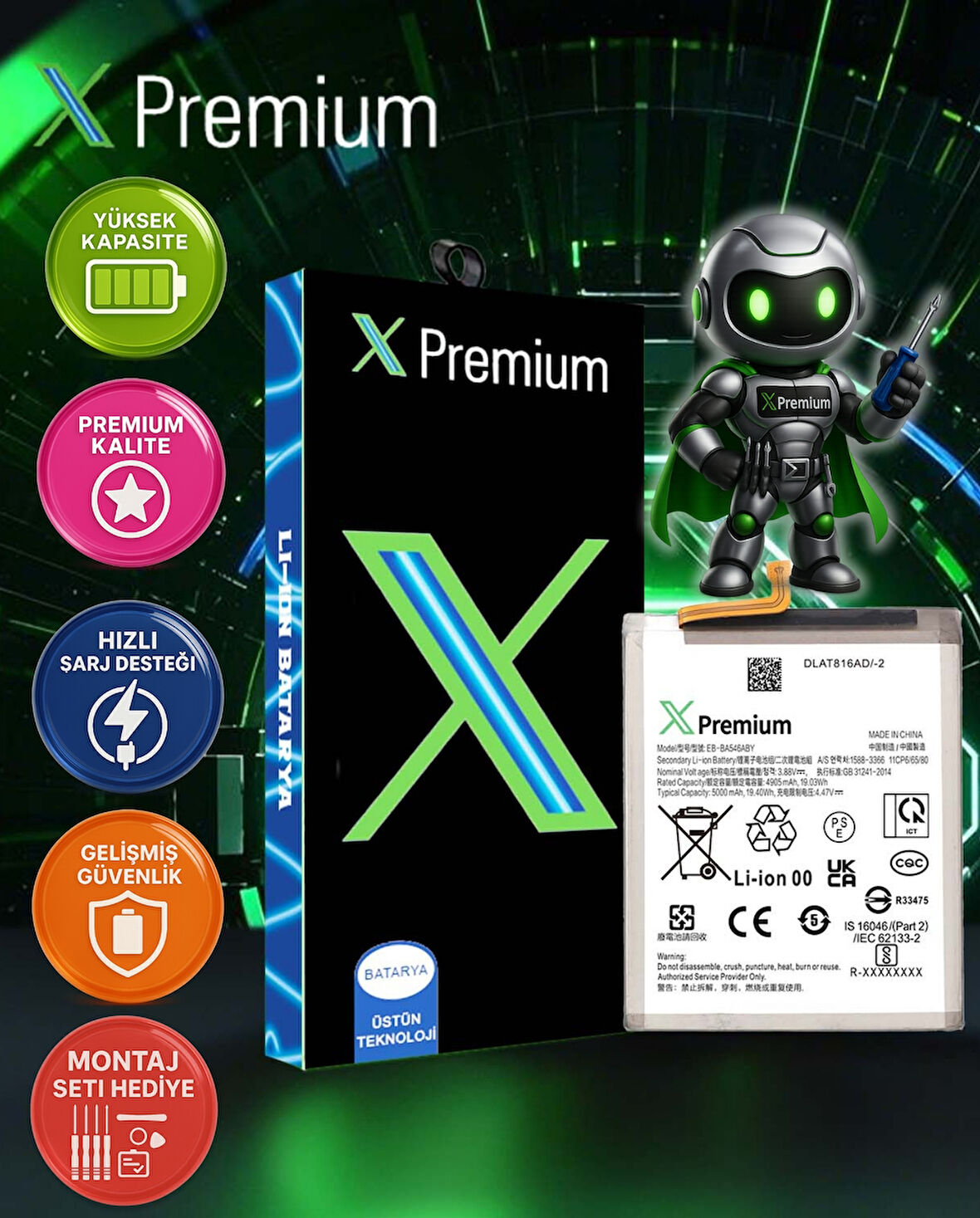 Xpremium Samsung A34 5G SM-A346 Batarya Pil Süper Yüksek Kalite 5000 mAh