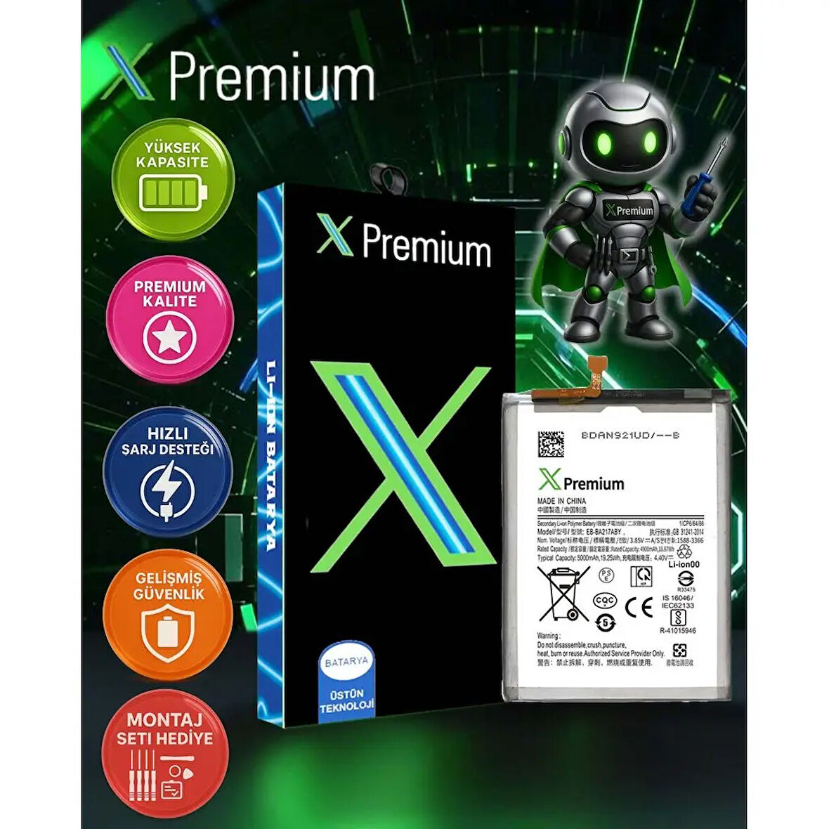 Xpremium Samsung Galaxy A13 4G SM-A135 Uyumlu Batarya Pil Süper Yüksek Kalite 5000 mAh EB-BA217ABY
