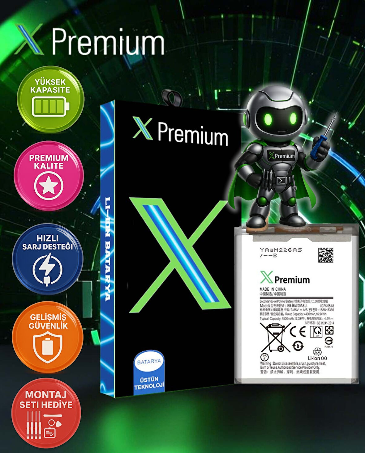 Xpremium Samsung A70s Uyumlu Batarya Pil Süper Yüksek Kalite 4500 mAh EB-BA705ABU