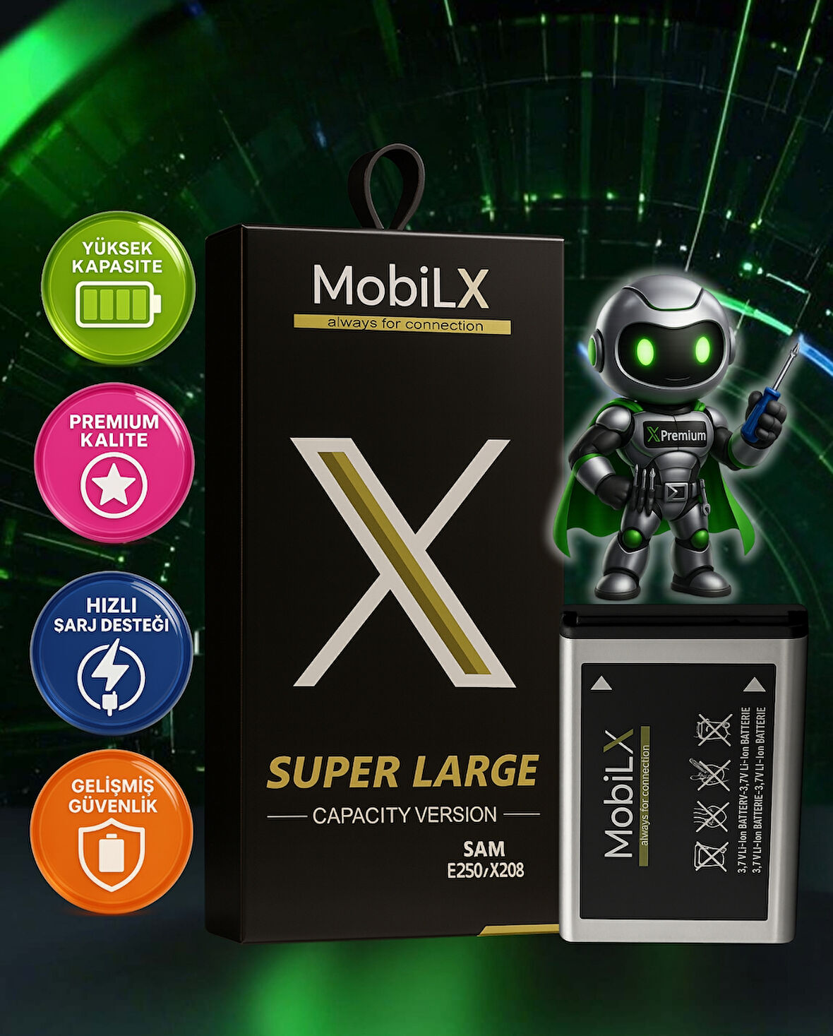 Xpremium Samsung X208 Uyumlu Batarya Pil Süper Yüksek Kalite 800 mAh AB463446BU