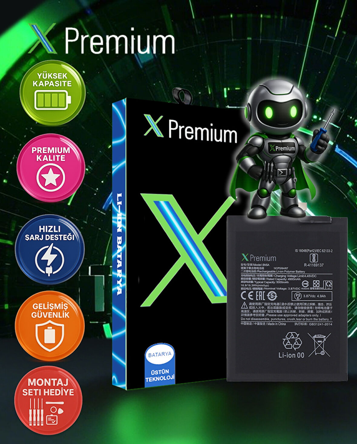 Xpremium Xiaomi Redmi Note 11SE Uyumlu Batarya Pil Süper Yüksek Kalite 5000 mAh BN5A