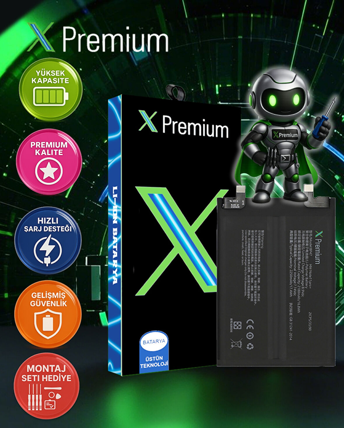Xpremium Xiaomi 11i HyperCharge 5G Uyumlu Batarya Pil Süper Yüksek Kalite 4500 mAh BP47 