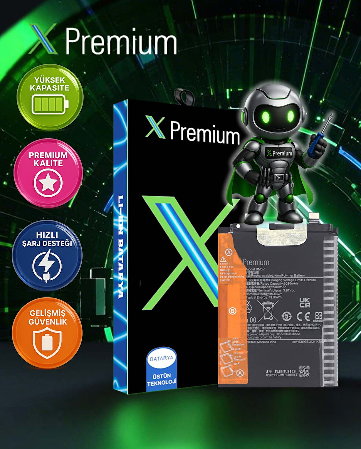 Xpremium Xiaomi Redmi Note 13 Pro 5G Uyumlu Batarya Pil Süper Yüksek Kalite 5020 mAh BM5V