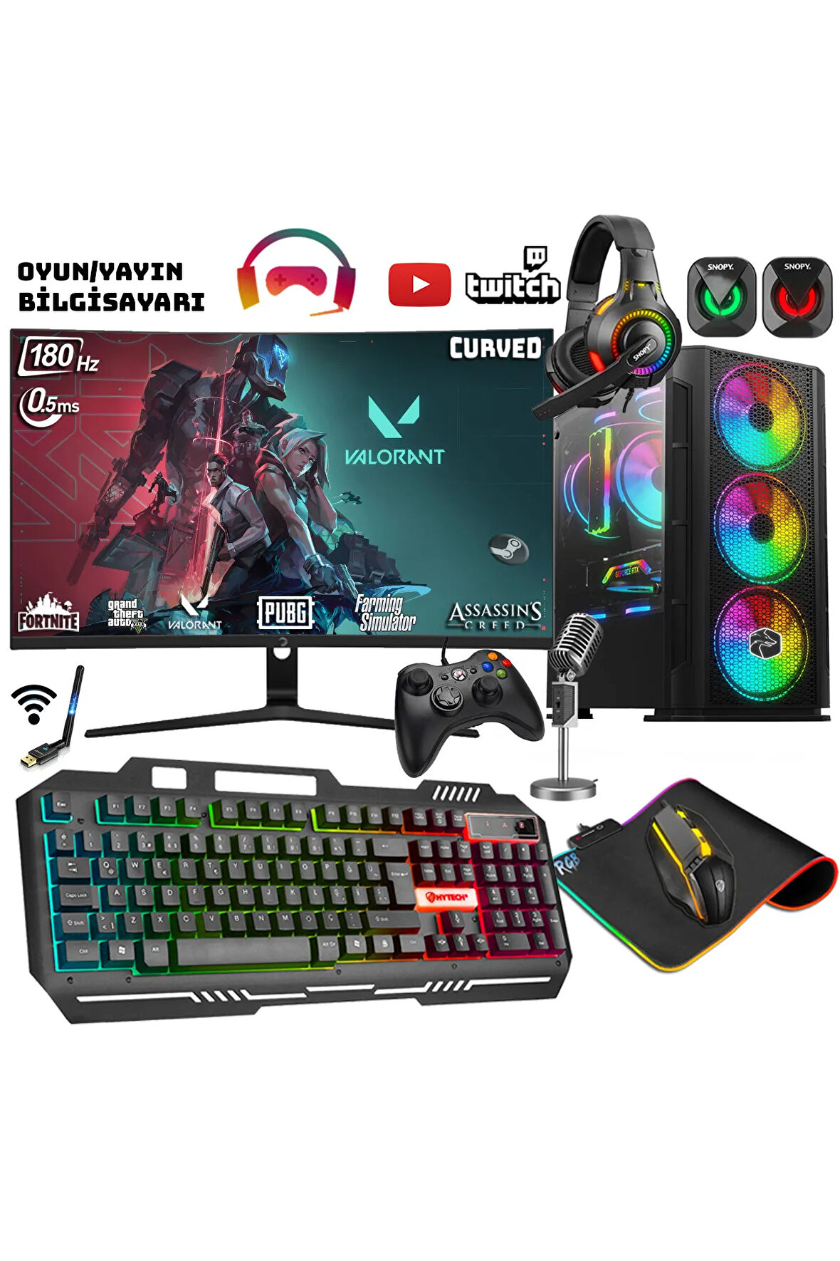 Xgen14 i7 12700F 12.Nesil 32GB 1TB Nvme M.2 SSD GTX1660 Super 24" 180Hz Curved Oyuncu Bilgisayarı