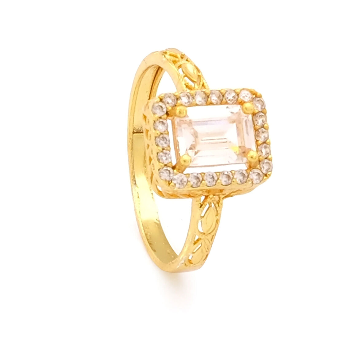 Çelik Baget Yüzük Altın Kaplama Desenli YZK-447