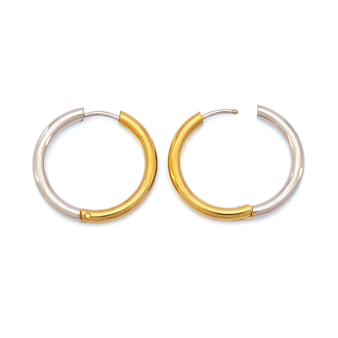 Çelik Halka Küpe Altın Kapalma Detaylı UNK-822