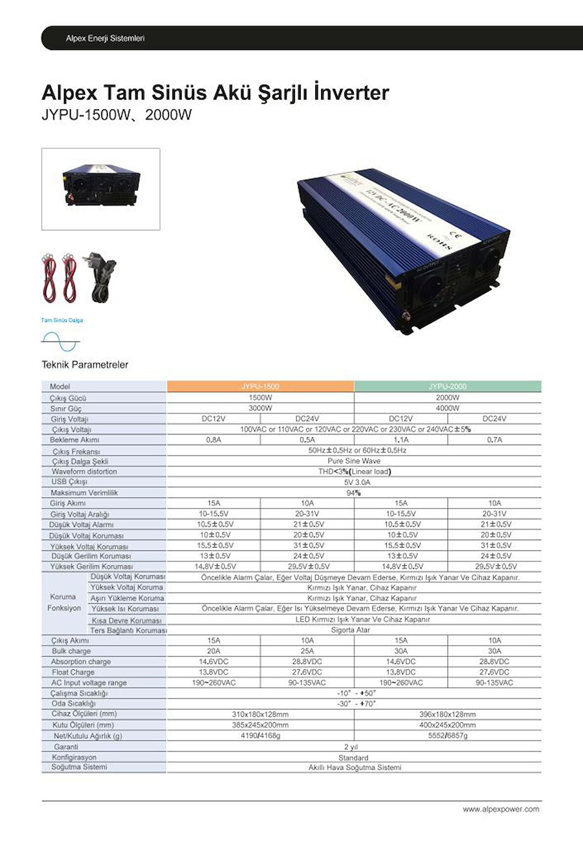 ALPEX 2000 WATT 24 VOLT UPS (ŞEBEKE ŞARJLI) TAM SİNÜS İNVERTÖR