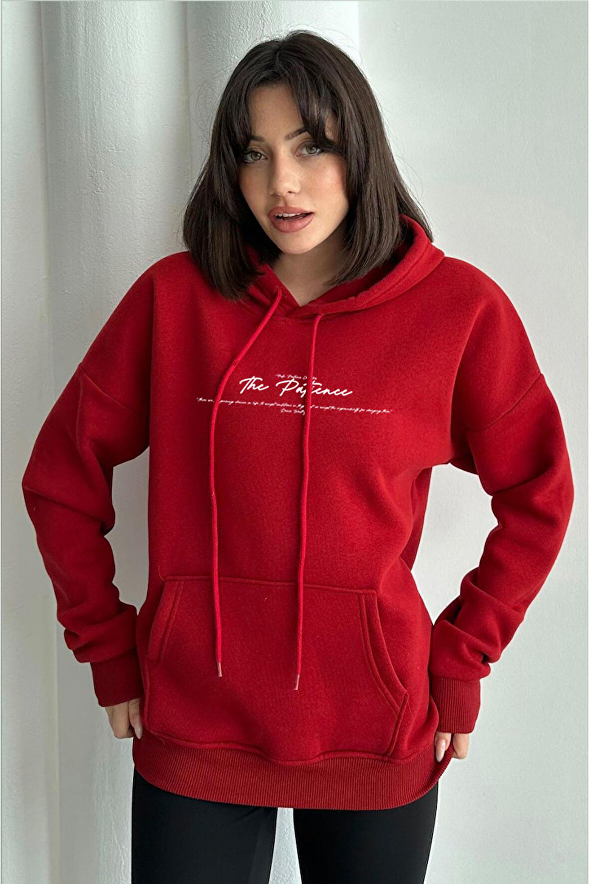 Kadın The Patience Baskılı Oversize Kapüşonlu Sweatshirt
