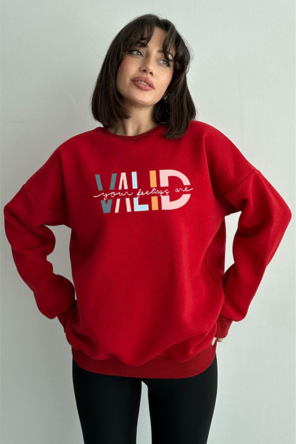 Kadın Valid Baskılı Oversize Sweatshirt