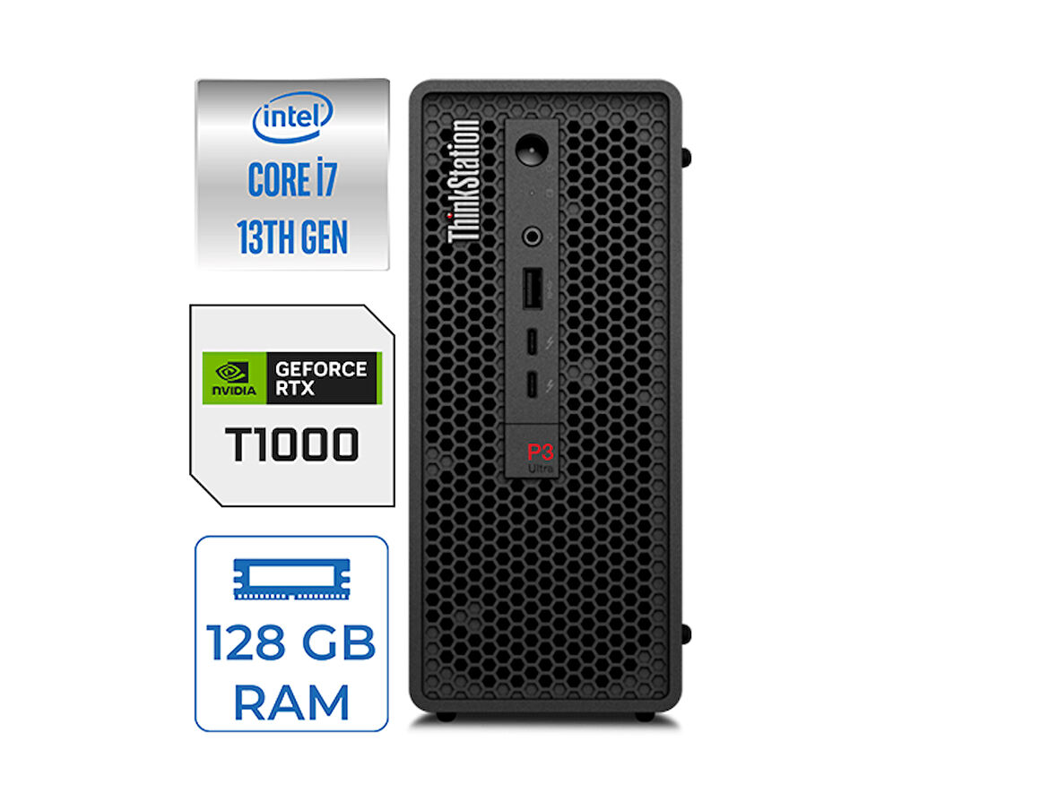 Lenovo Ws P3 Ultra Sff I7-13700K 128GB Ddr5 1tb HDD + 512GB SSD Nvidia 8gb T1000 Windows 11 Pro 30HA000QTX31