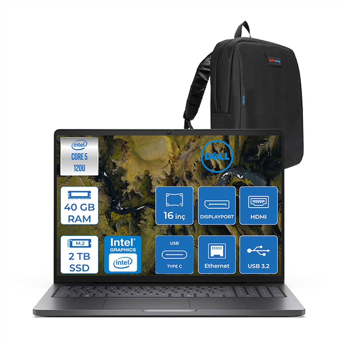 Dell Pro 16 Xcto Ultra Core 5 120U 40GB Ddr5 2tb SSD Intel Graphics 16" Fhd+ 300NIT Windows 11 Home Taşınabilir Bilgisayar XCTOPRO16UI5H15 + Zettaçanta