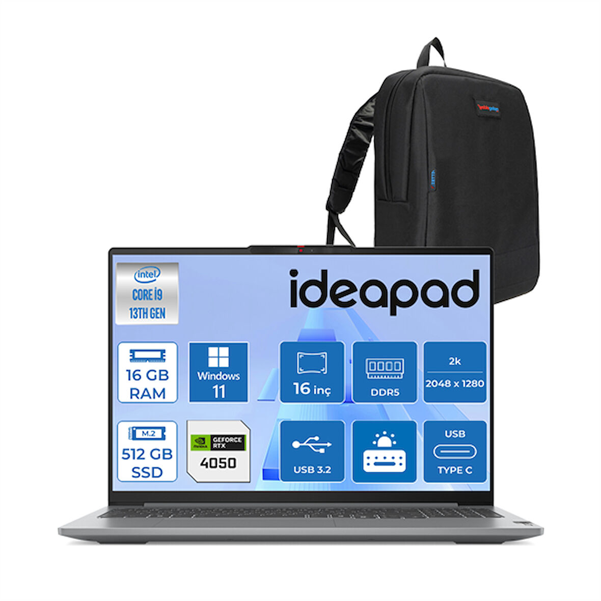 Lenovo Ideapad Pro 5 Ultra Core 7 155H 16GB LPDDR5X 512GB 6GB/RTX4050 16 Inç 2k (2048X1280) OLED 120Hz Hdr WIN11PRO Yapay Zeka Destekli Taşınabilir Bilgisayar ID16IMH9P01 + Zettaçanta