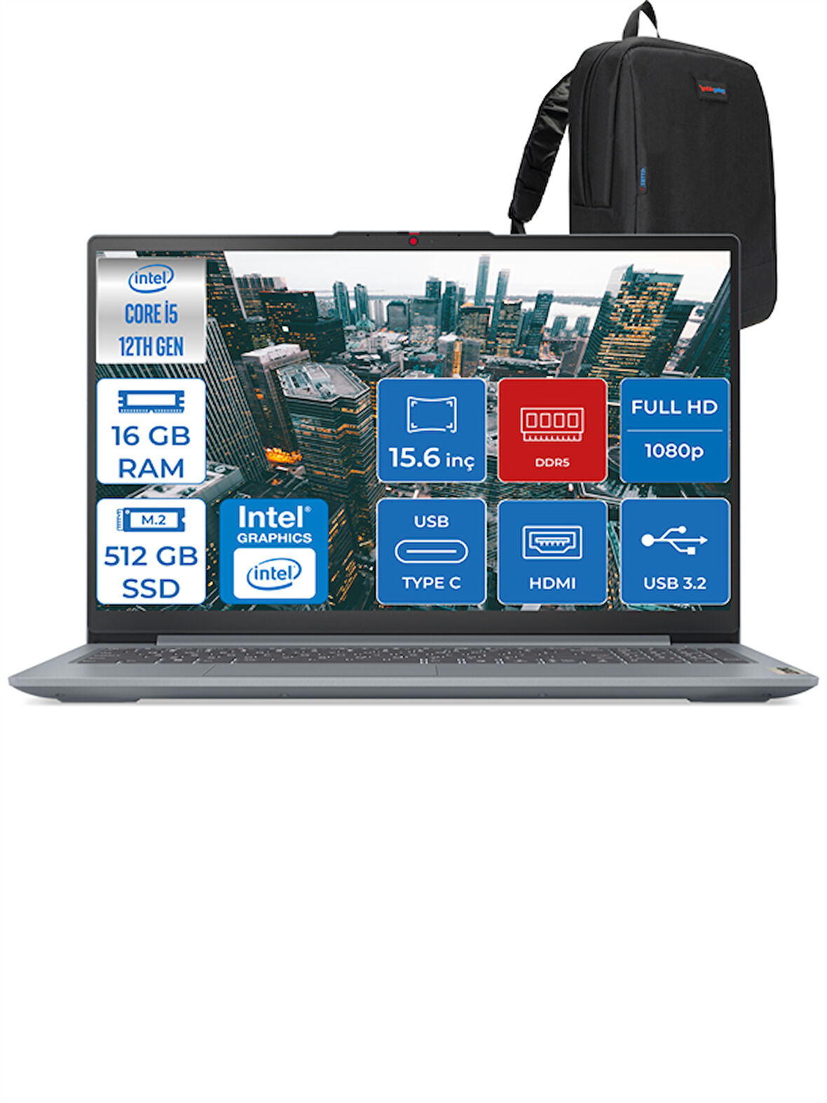 Lenovo Ideapad Slim 3 Intel Core I7 13620H 16GB Lpddr5 512GB SSD WIN11HOME 15.6" Fhd IPS Taşınabilir Bilgisayar ID83EM00C5TRH01 + Zettaçanta