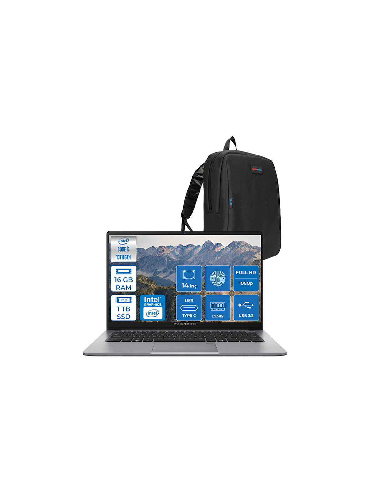 Asus Expertbook P1 P1403 Intel Core I7-13620H 24GB Ddr5 512GB SSD WINDOWS11HOME 14" Fhd Intel UHD Taşınabilir Bilgisayar EXP1403CVAI58512S0H12+ZETTAÇANTA