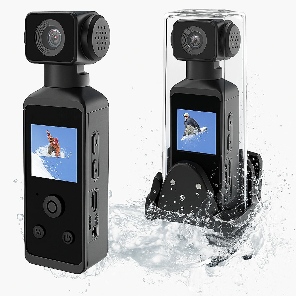 QASUL 4K HD 270 ° Dönebilir 1.3in  Ekran  Su Geçirmez Kılıflı Kask Motosiklet Doğa Sporları