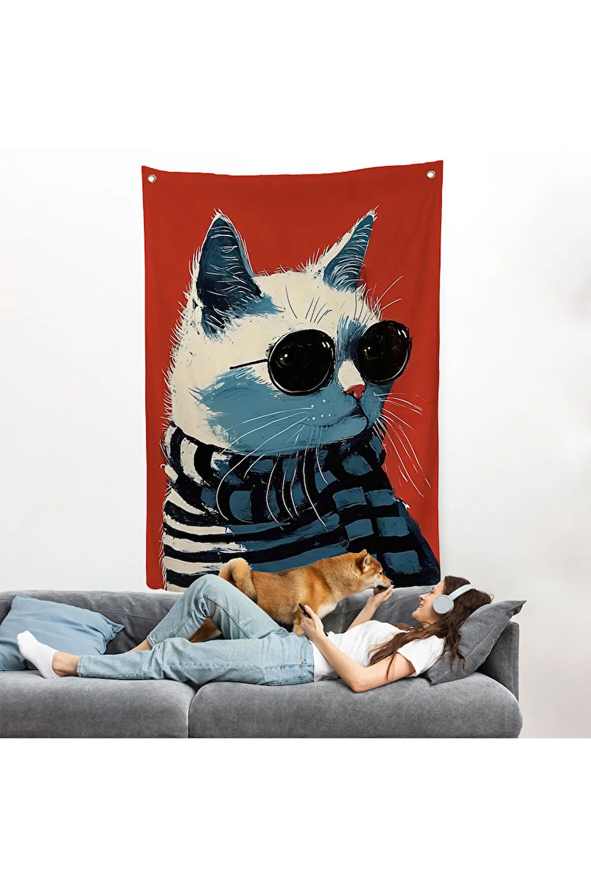 Cool Kedi Duvar Örtüsü-7577