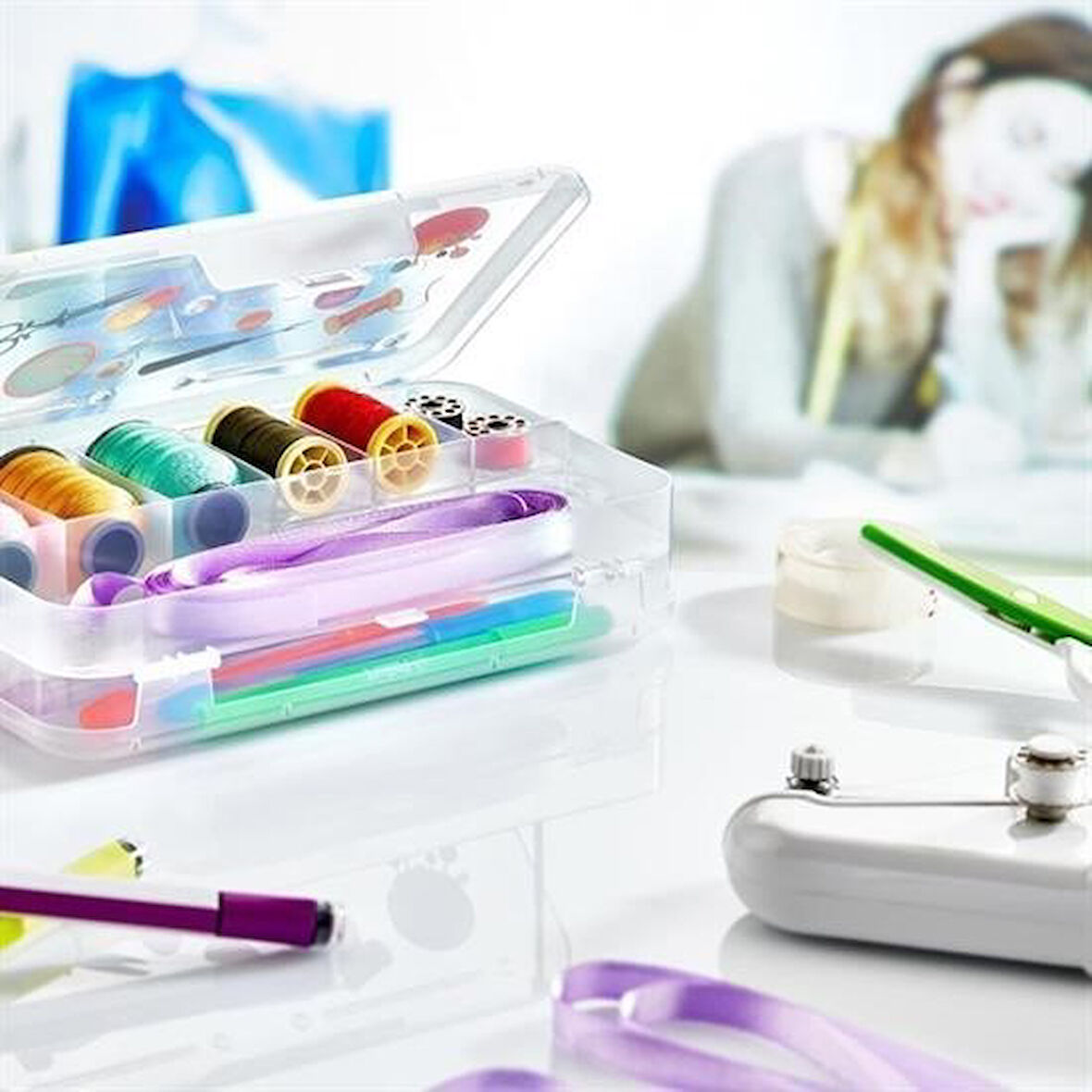 CT-STONES® Çift Taraflı Bölmeli Hobi Dikiş Kutusu Ardunio Malzeme Kutusu