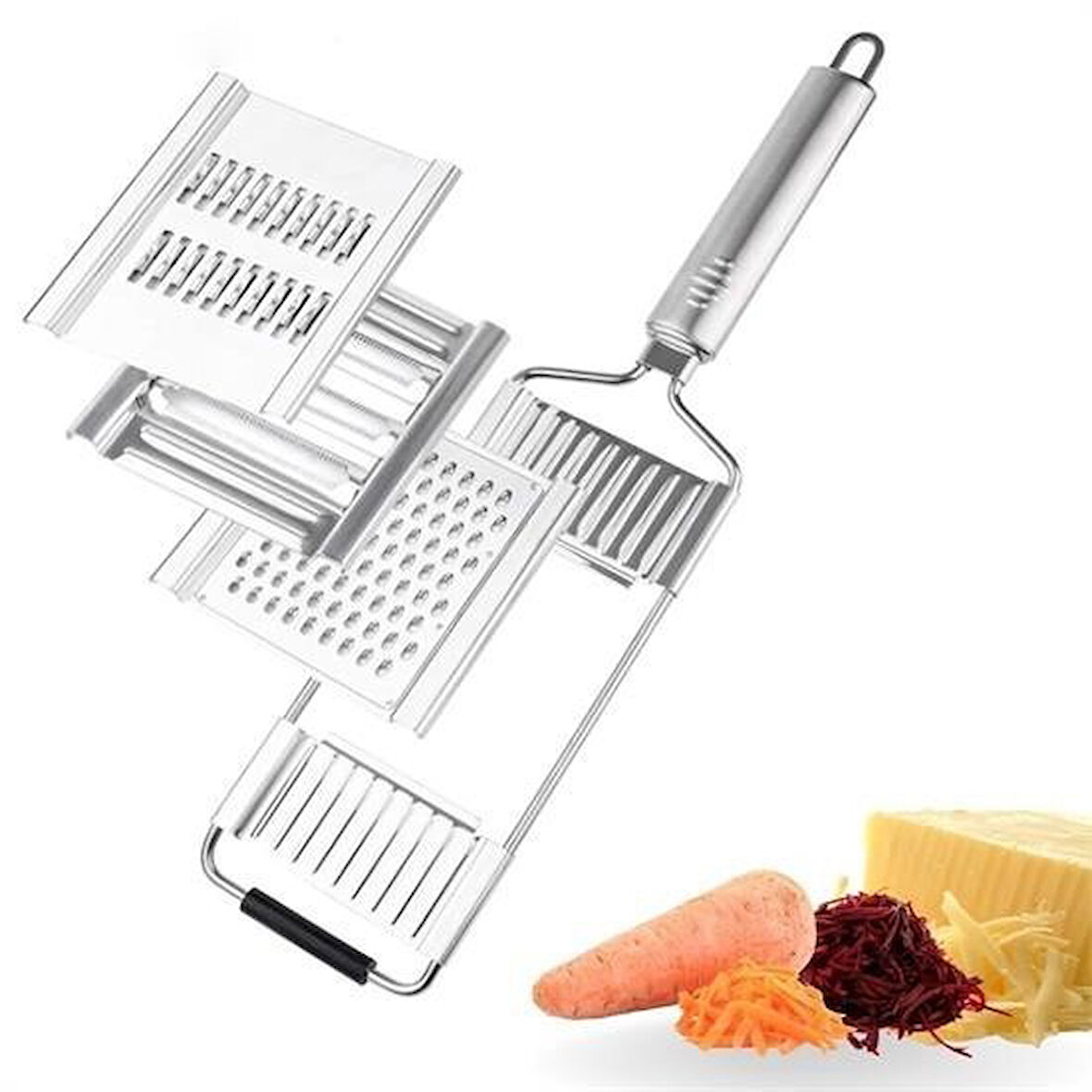 caselka® Ayarlanabilir 3 Farklı Başlıklı Tutmalı Sebze Dilimleyici Peynir Rendeleyici Aparat